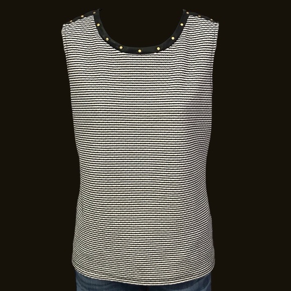 Calvin Klein Black White Sleeveless Top Blouse size medium shirt office wear - Picture 1 of 12
